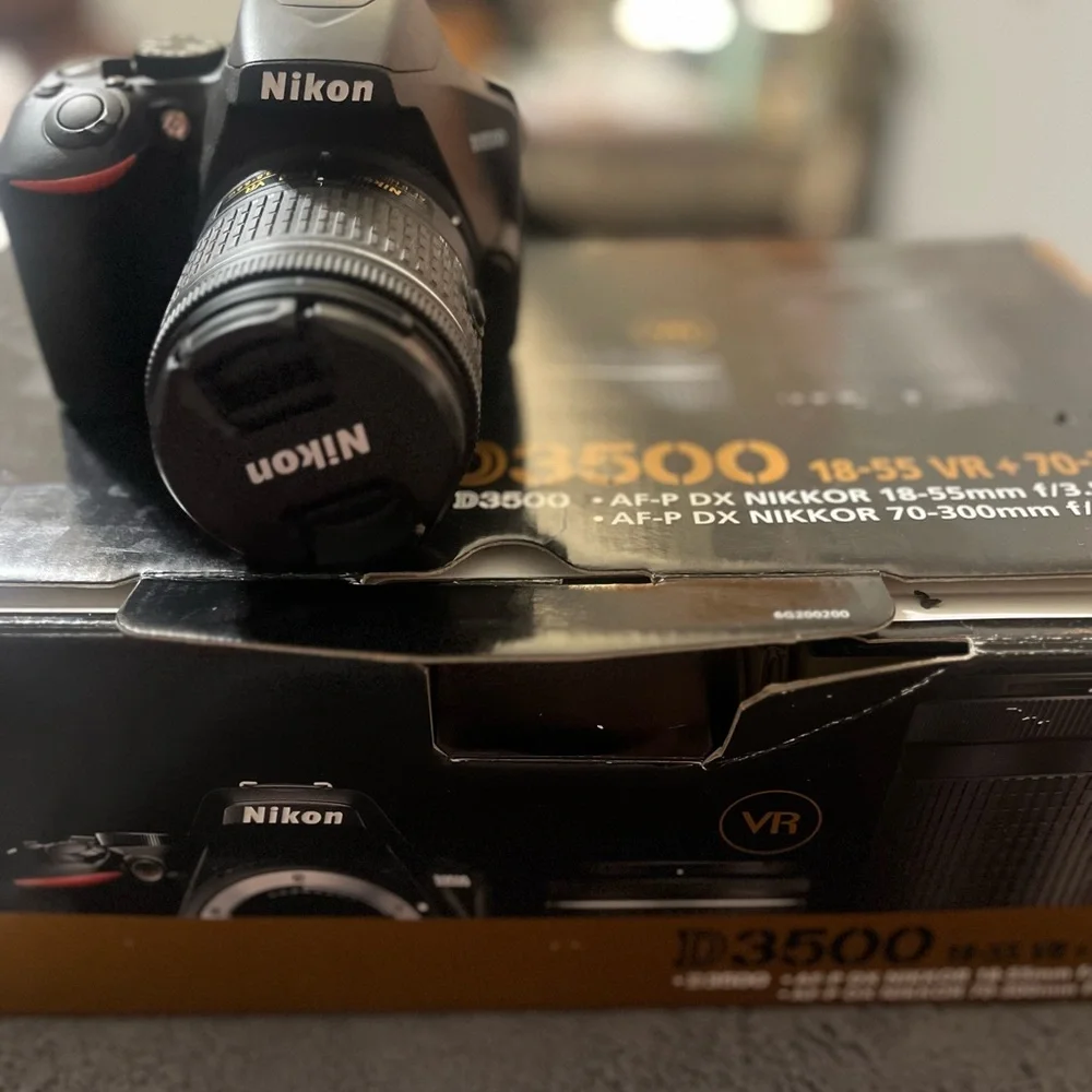 Nikon D3500 DSLR Camera with Black and Gold Accents